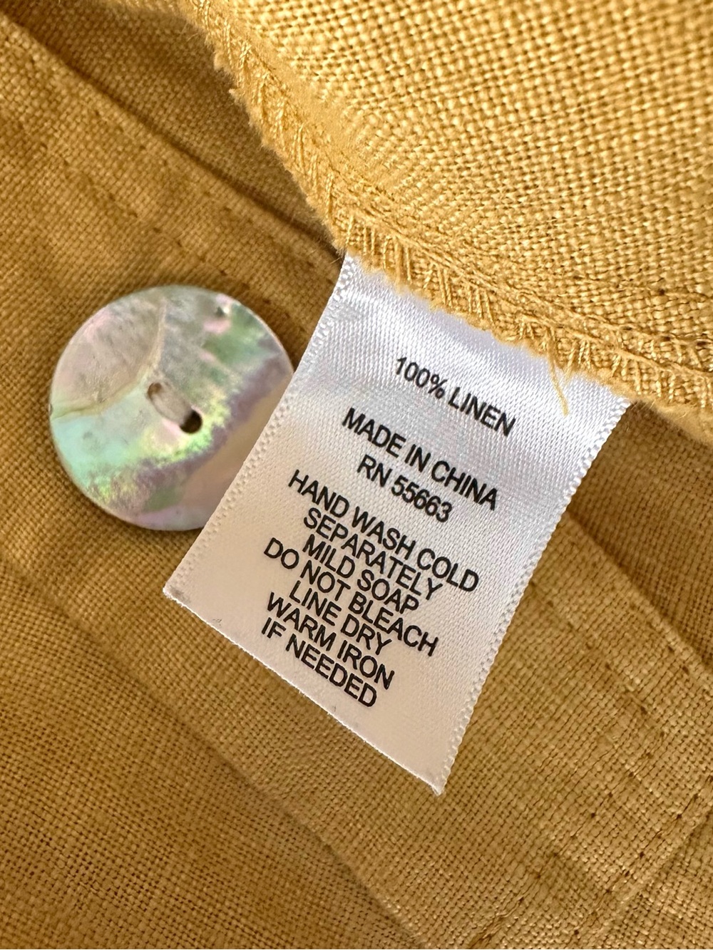 Sigrid Olsen 100% Linen Hooded Jacket Med Mustard Yellow Lagenlook Coastal - Picture 7 of 8